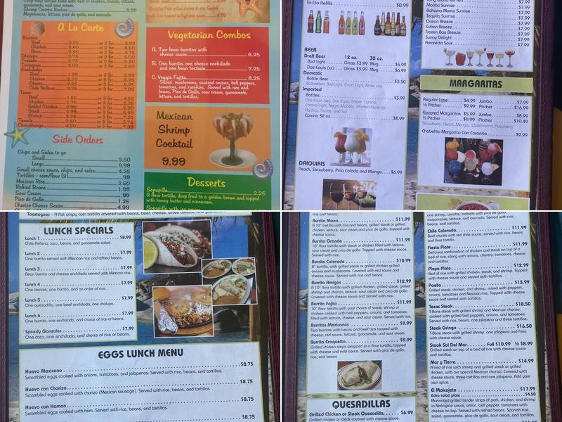Sol Del Mar Mexican Bar and Grill Menu