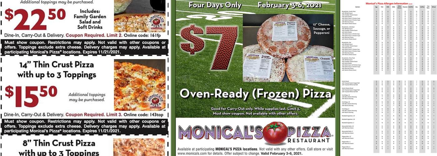 Monical's Pizza Menu