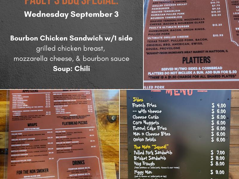 Pauly's BBQ Menu