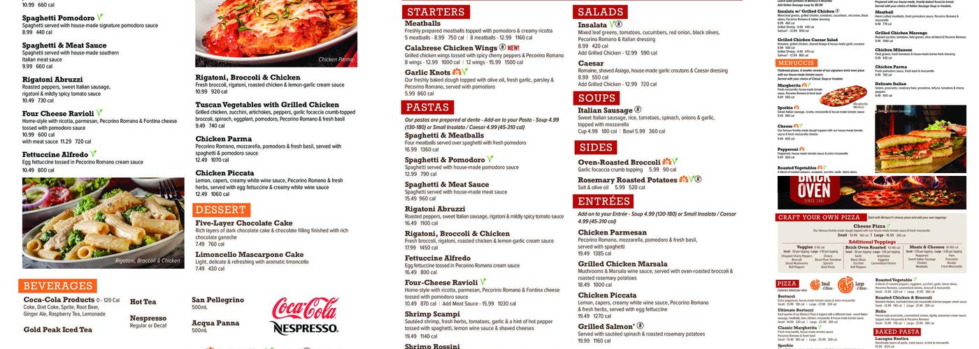 Bertucci's Italian Restaurant Menu