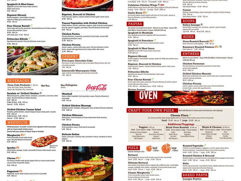 Bertucci's Italian Restaurant Menu