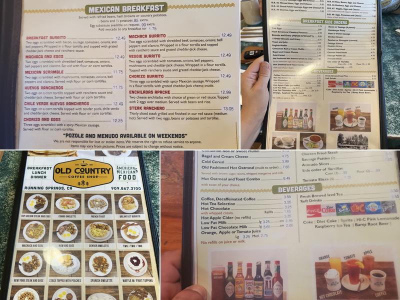 Old Country Coffee Shop Menu