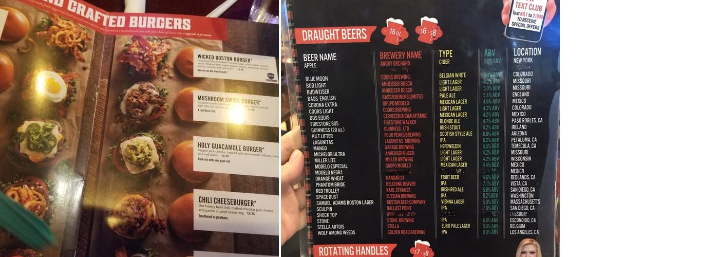 Tilted Kilt Pub & Eatery Menu