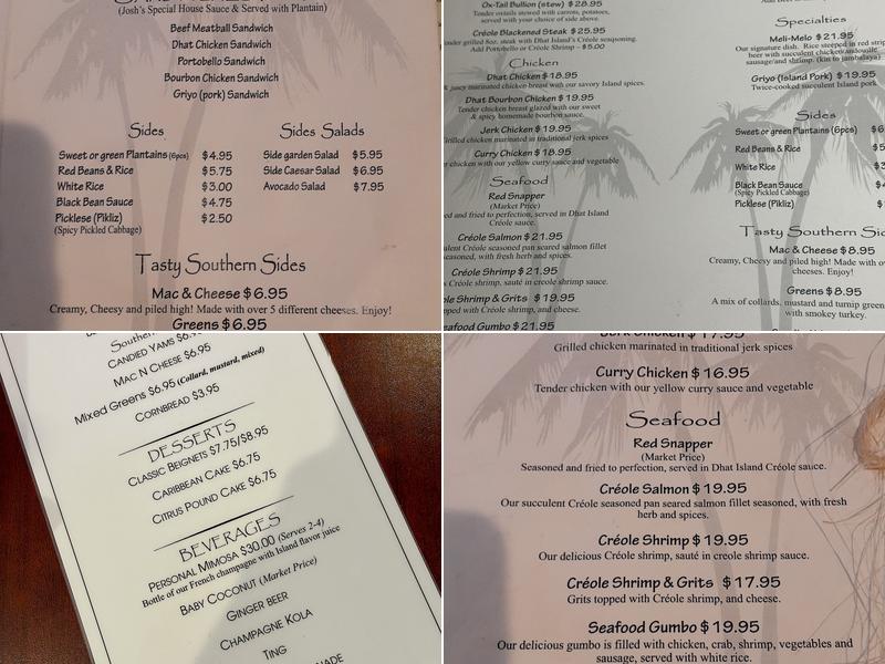 Dhat Island Caribbean Creole Menu