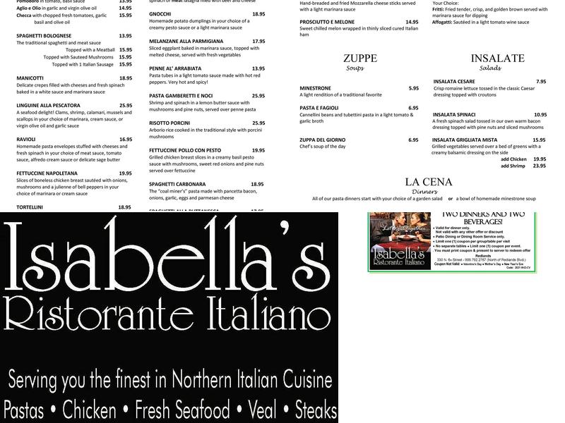 Isabellas Menu
