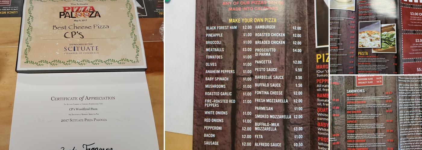 CP's Woodfired Pizza Menu