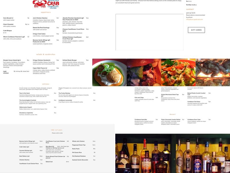 The Blue-Eyed Crab Caribbean Grill & Rum Bar Menu