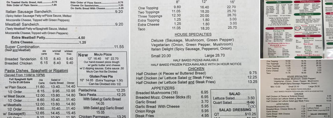 Frank's Pizzeria Menu