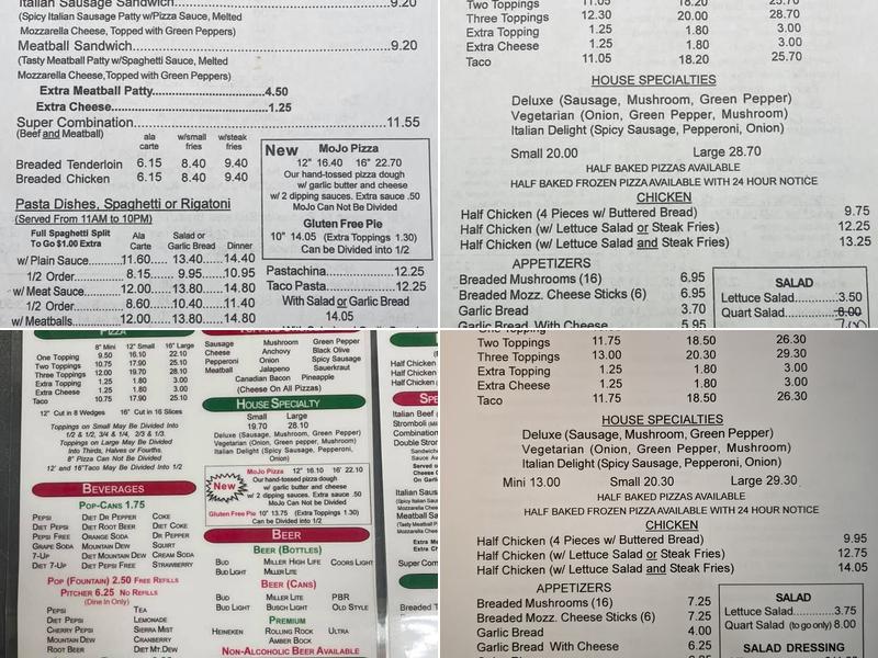 Frank's Pizzeria Menu