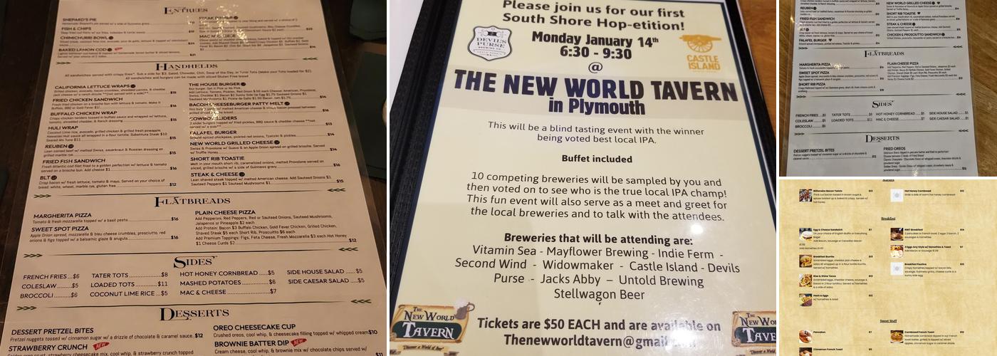 The New World Tavern Menu
