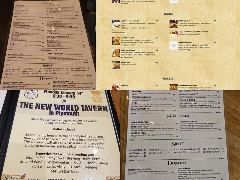 The New World Tavern Menu