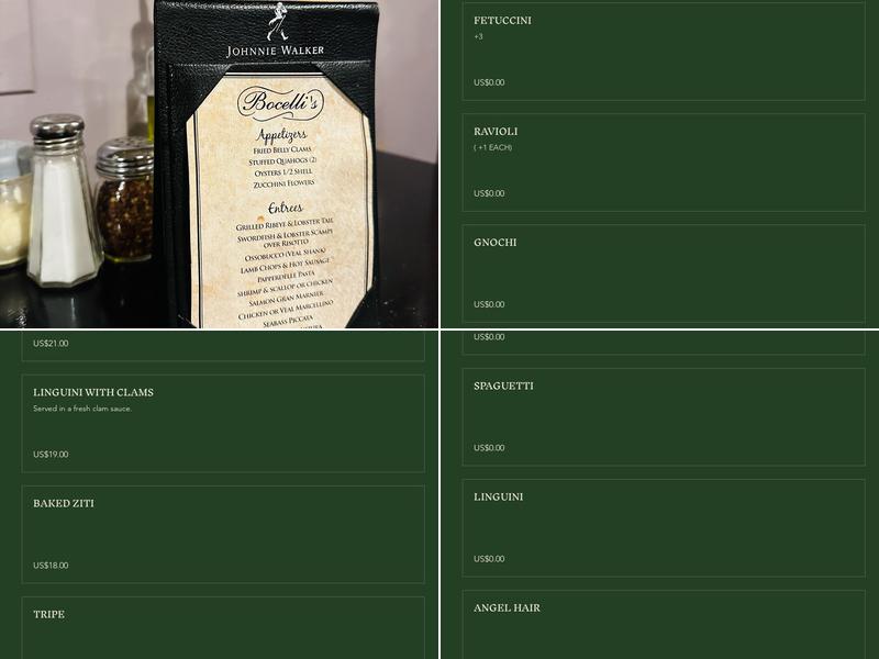 Bocelli's Menu