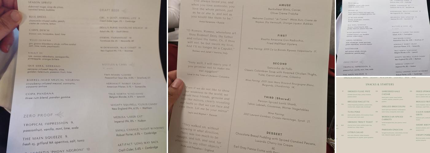 Season to Taste Menu