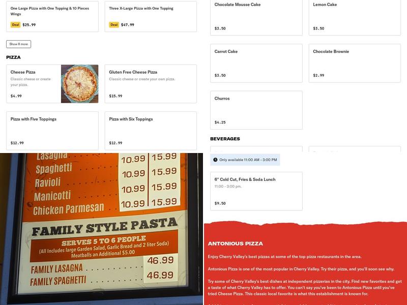 Antonious Pizza Menu