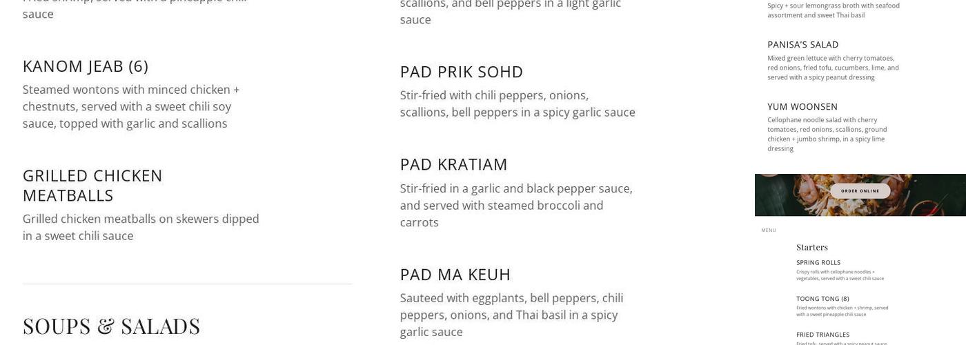 Panisa Menu
