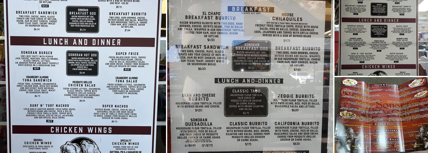 Sonora Grill Menu