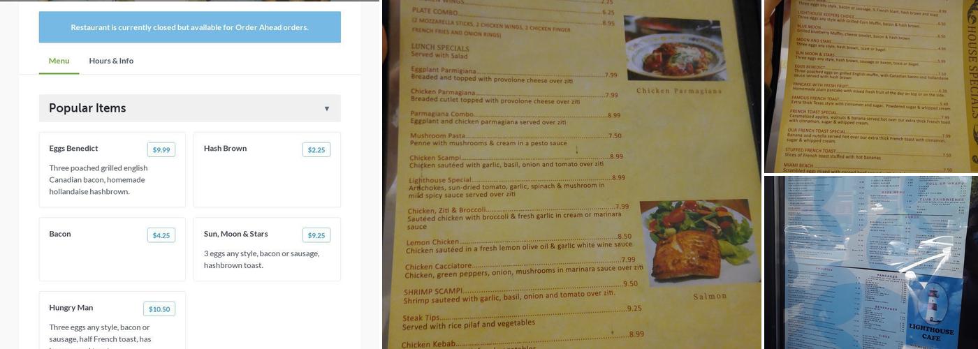 The Lighthouse Cafe Menu