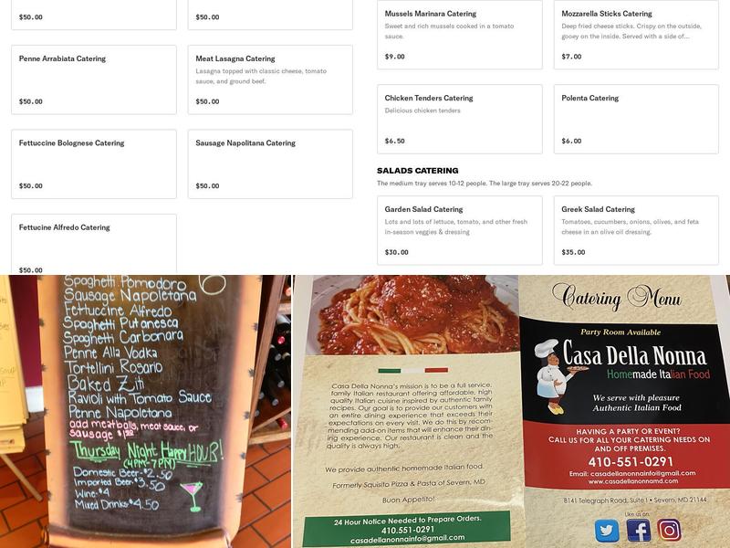 Casa Della Nonna Menu