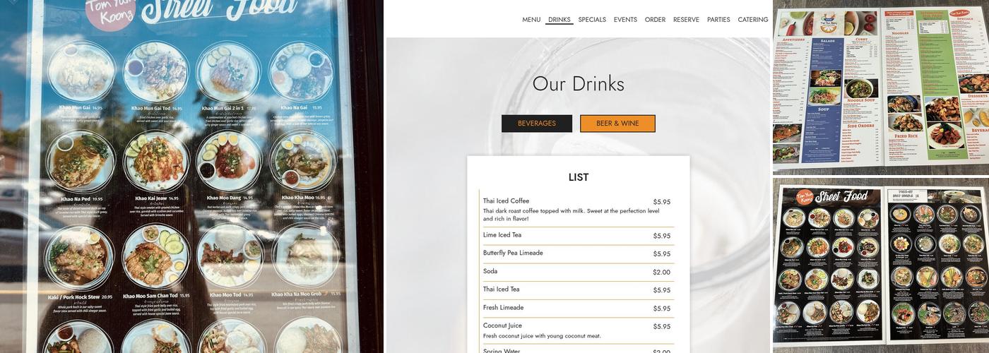 Tom Yum Koong Restaurant Menu