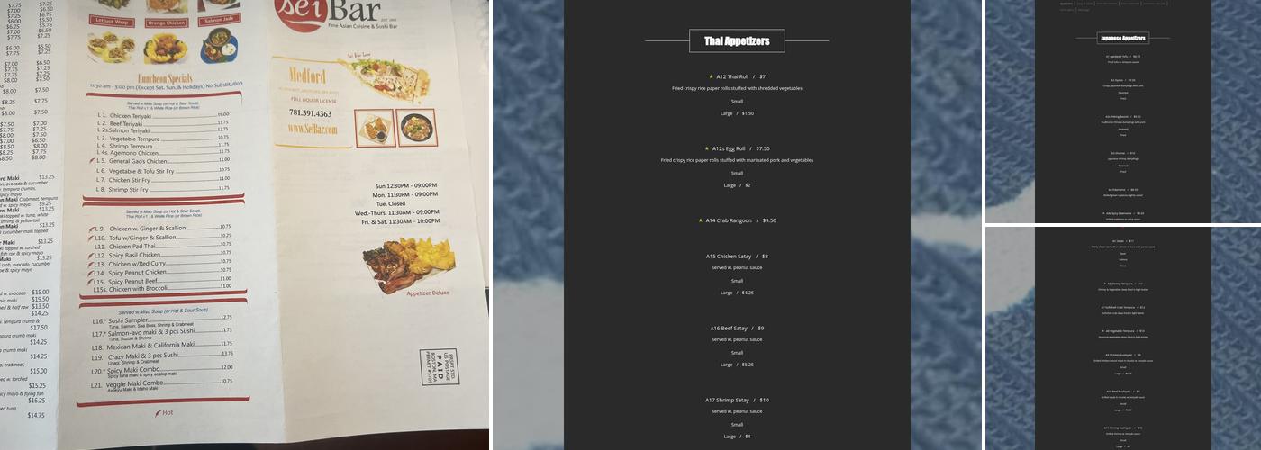 Sei Bar Medford Menu