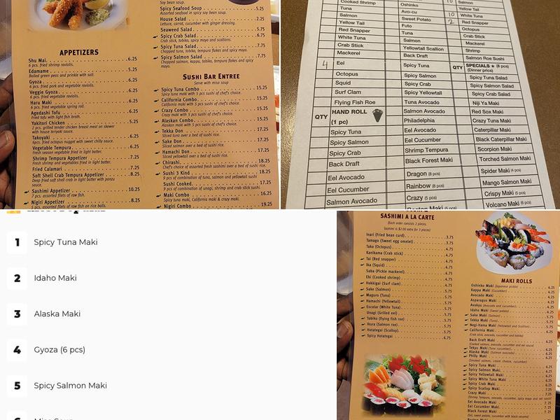 Nijiya Sushi Menu