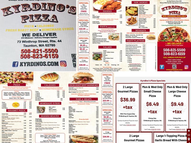 Kyrdino's Pizza Menu