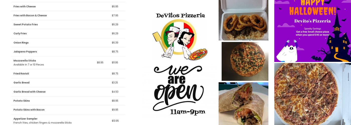 Devitos Pizzeria Menu