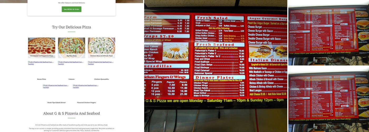G & S Pizzeria and Seafood Menu