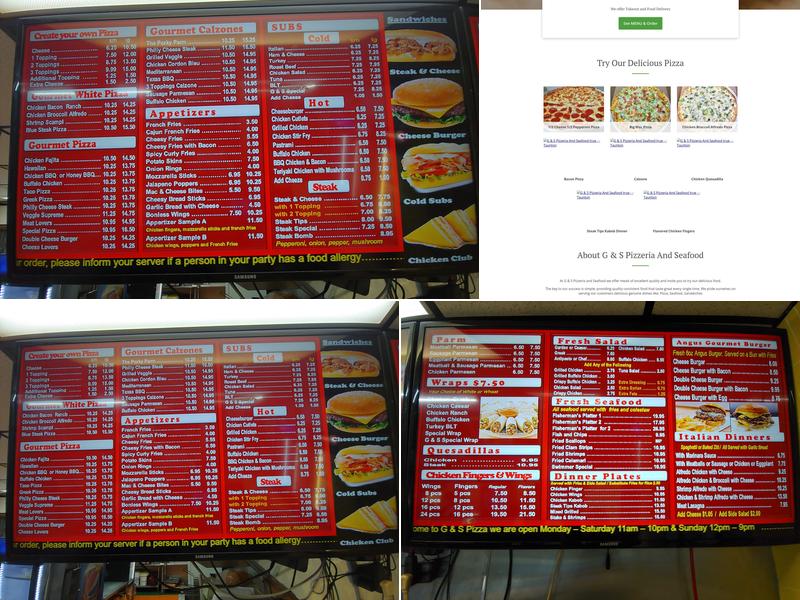 G & S Pizzeria and Seafood Menu