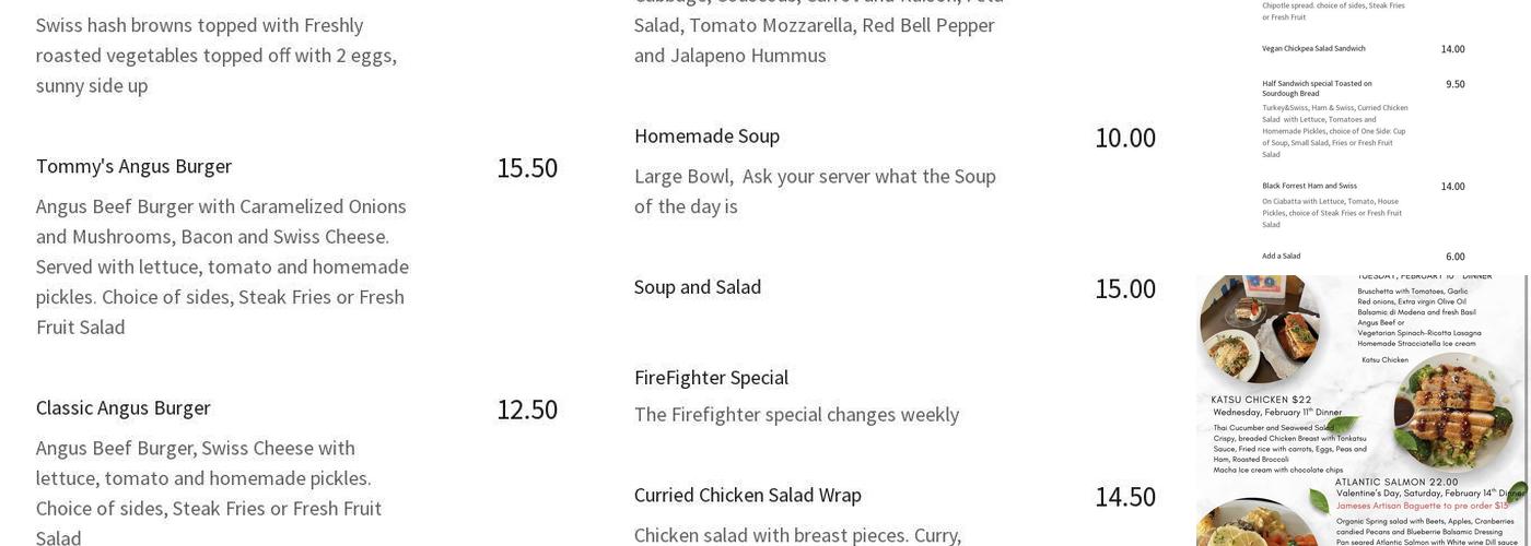 Tommy's Kitchen Menu