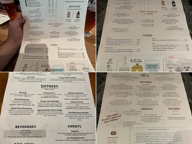 Idyllwild Brewpub Menu