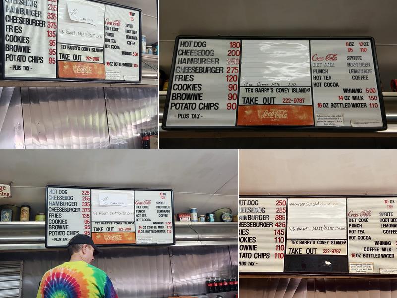 Tex Barry's Coney Island Diner, Inc. Menu