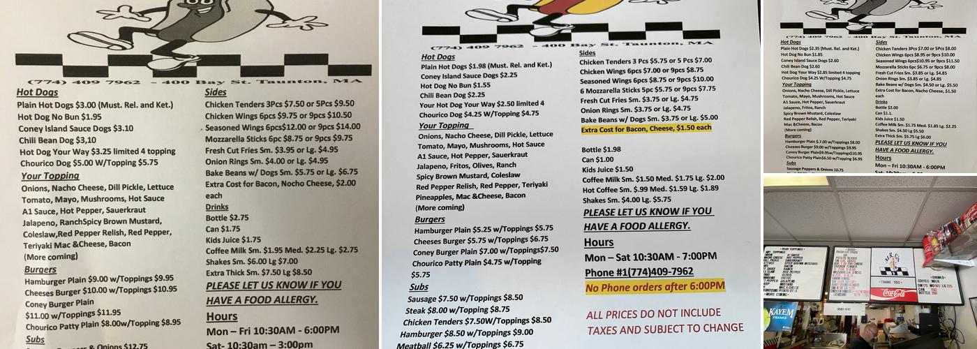 Mr G's Hot Dog Connection Menu