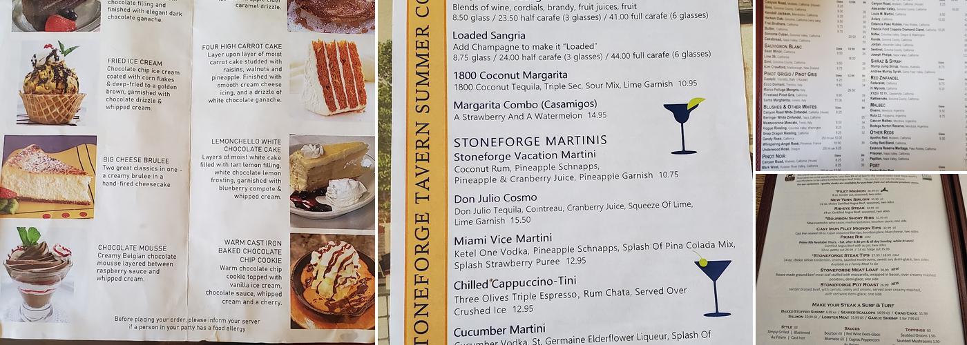Stoneforge Tavern & Publick House Menu