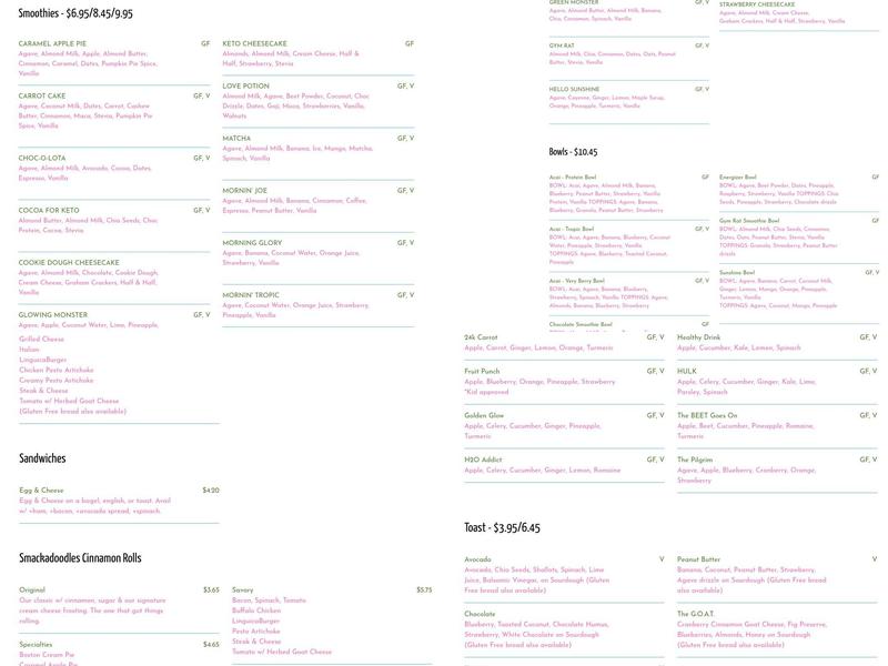 Sweet And Earthy Menu