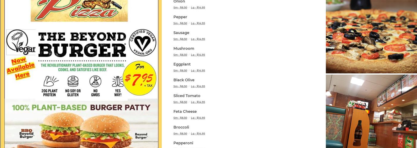 Harry's Famous Pizza Menu