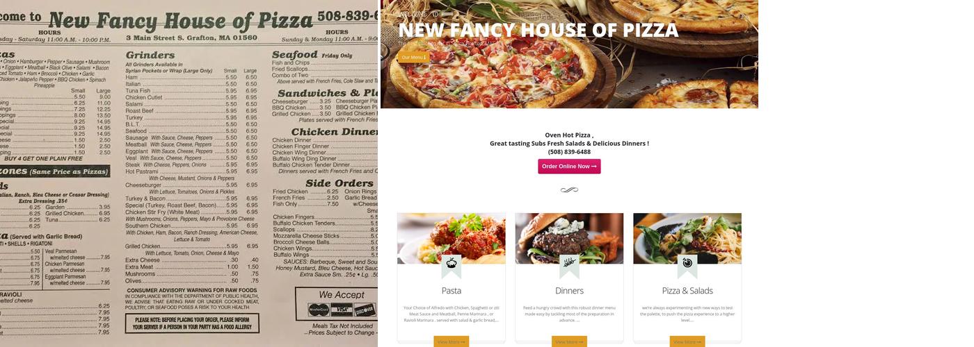 New Fancy House Of Pizza Menu