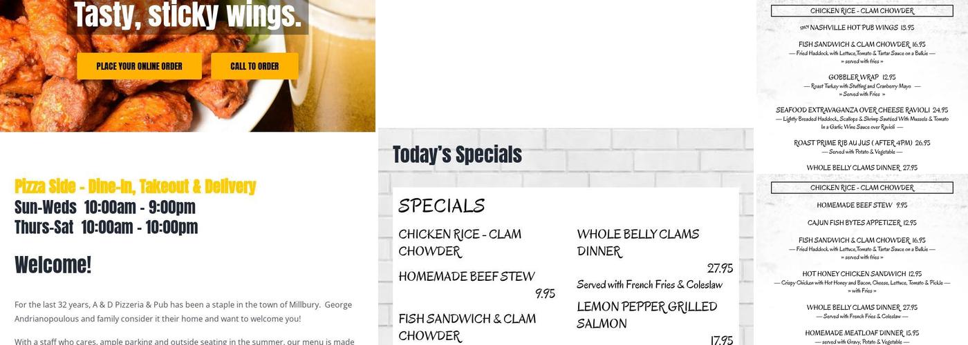 A & D Pizza and Pub Menu