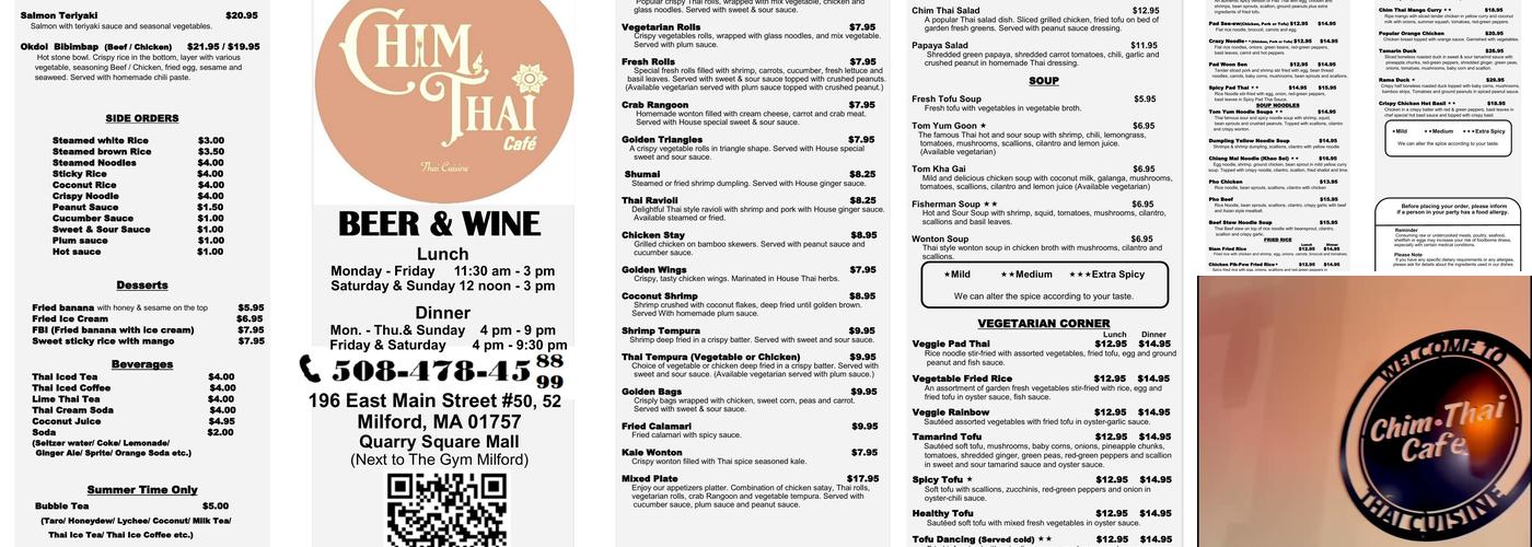 Chim Thai Cafe Menu