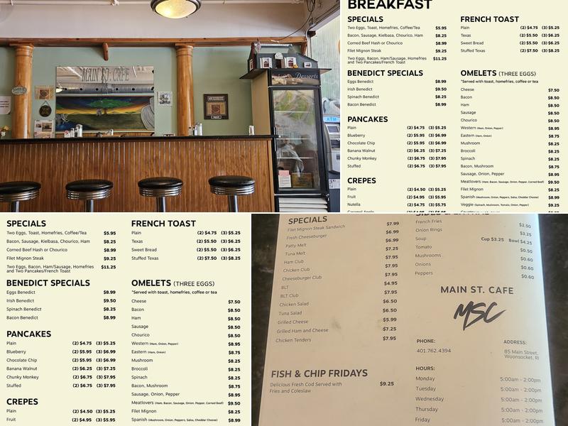 Main Street Cafe Menu
