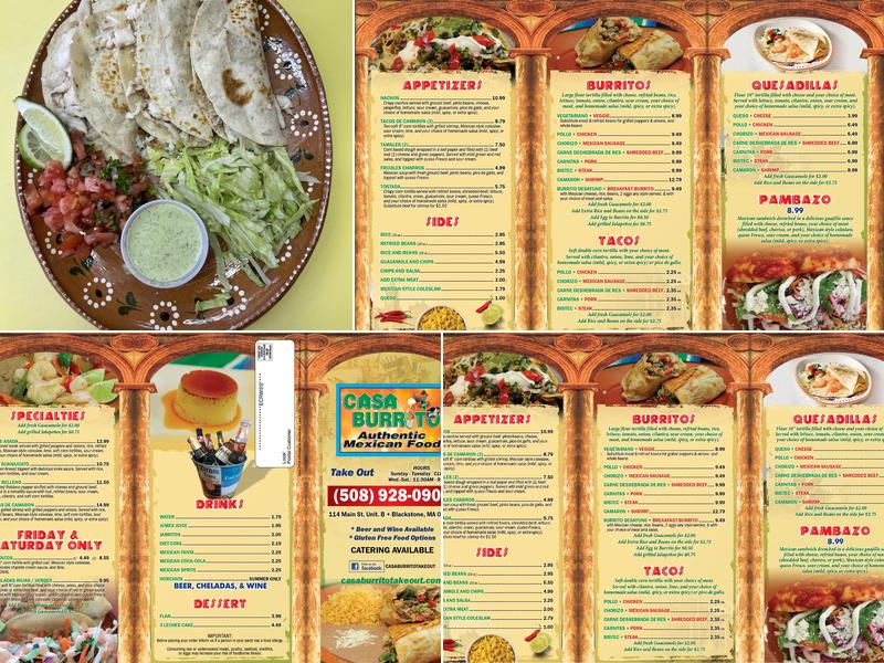Casa Burrito Inc Menu