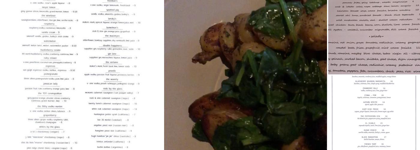 Food 101 Bar & Bistro Menu