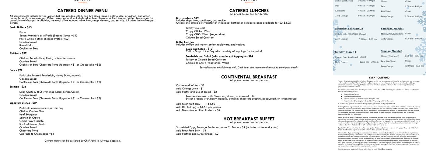 Zesty Orange Menu