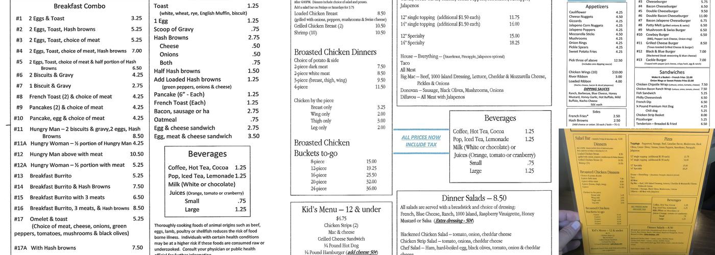 Riverview Cafe Menu