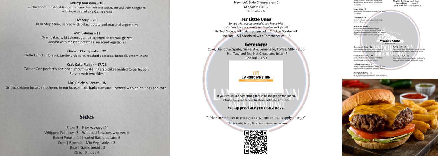Lansdowne Inn Menu