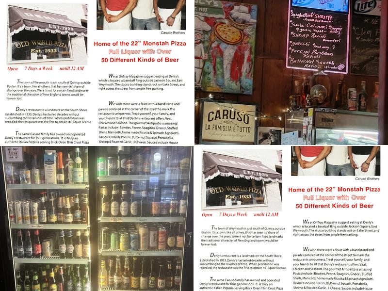 Denly Gardens Old World Pizza Menu