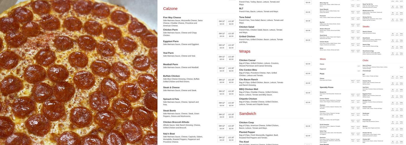 IN & OUT PIZZA AND GRILL Menu