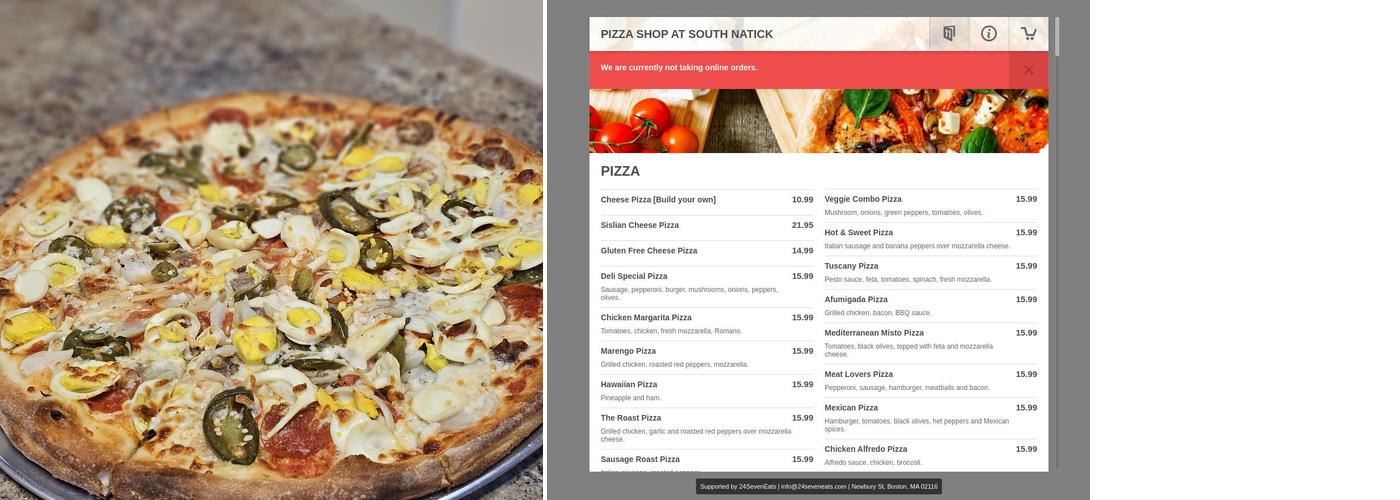 Pizza Shop At South Natick Menu