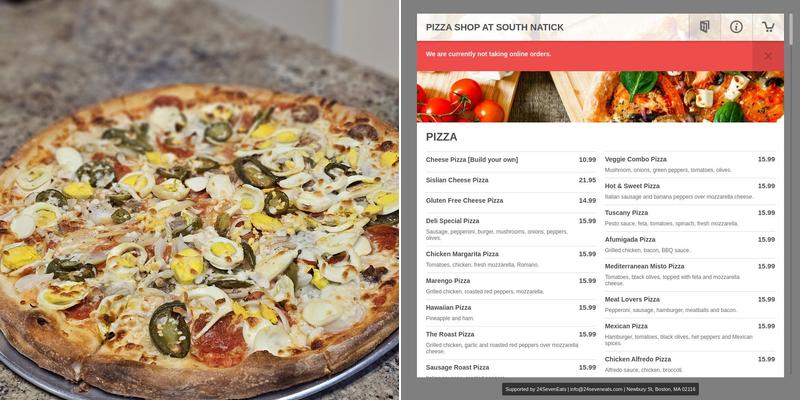 Pizza Shop At South Natick Menu