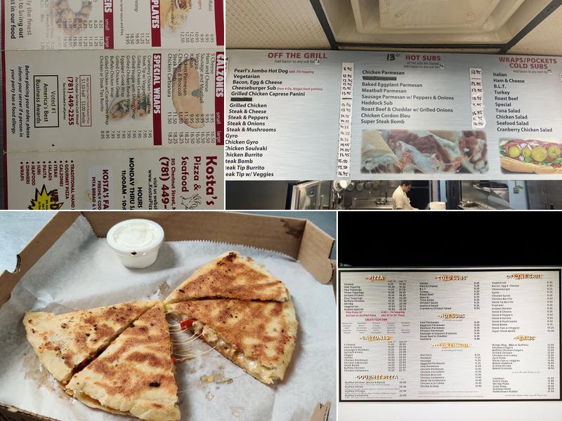 Kostas Pizza & Seafood Menu